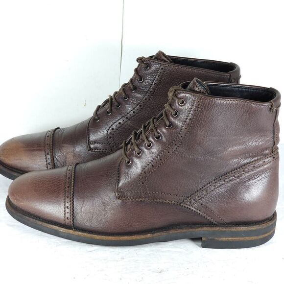 AQUATALIA Men\'s Carter US9,5 Brown Leather Lace-Up Cap Toe Ankle Boots main image 6